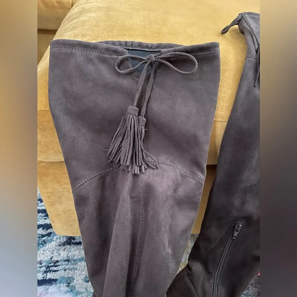 Indigo Rd. Tulum Over The Knee Boots Brown Faux Suede Sz. 8
